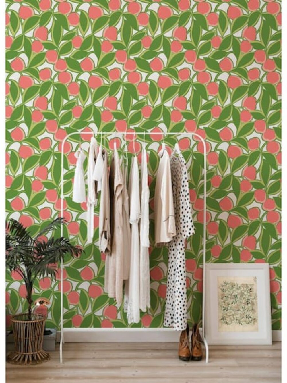 NEW NuWallpaper x Megan Carter Talia Green Peel and Stick Green Peach Wallpaper - Picture 2 of 9